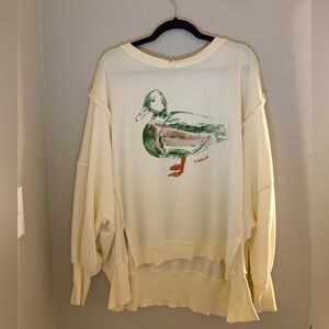 We The Free Camden Cream Sweatshirt with Duck Graphic